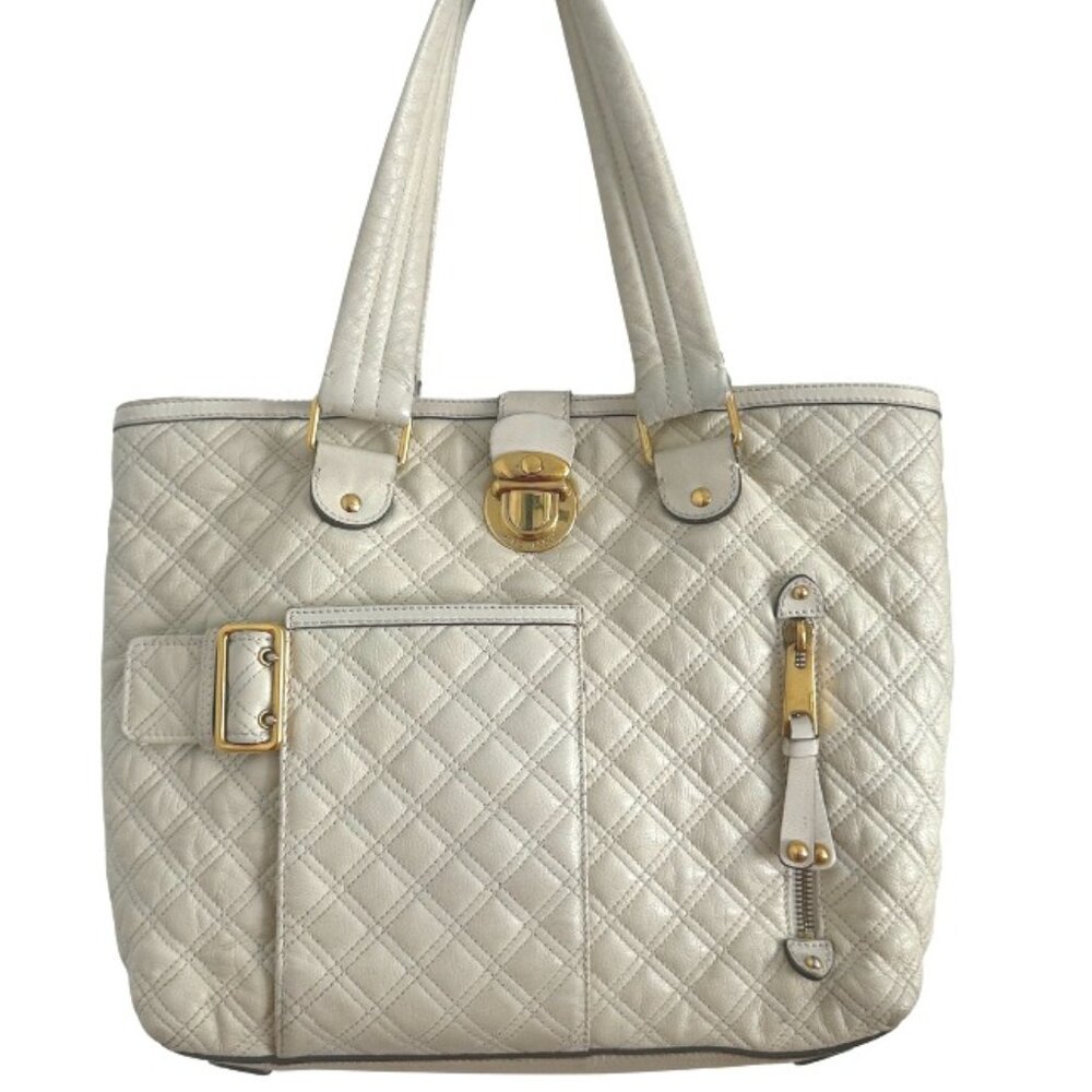 Marc Jacobs Calfskin Quilted Ursula Tote Bag Black